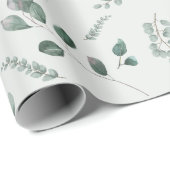 Elegante Salie & Groene Eucalyptus Waterverf Cadeaupapier (Rol Hoek)