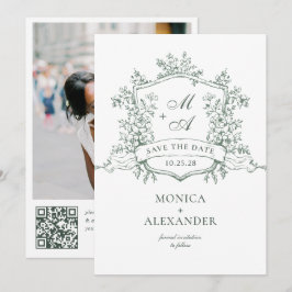 Elegante Salie Groene Franse Tuin Bloemen Bruiloft Save The Date