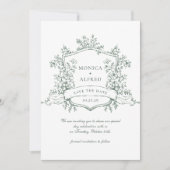 Elegante Salie Groene Franse Tuin Bloemen Bruiloft Save The Date (Voorkant)