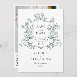 Elegante Salie Groene Franse Tuin Bloemen Bruiloft Save The Date