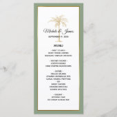 Elegante Salie Groene Gouden Palm Bruiloft Menu (Voorkant)