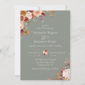 Elegante Salie Groene Herfst Bloemen Bruiloft Uitn Kaart (Voorkant)