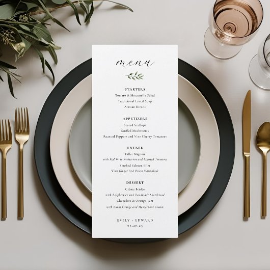 Elegante Salie Groene Huwelijk Menu