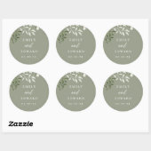 Elegante Salie Groene Huwelijksenvelop Ronde Sticker (Vel)