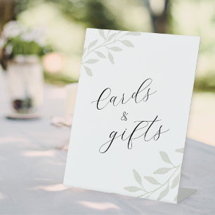 Elegante Salie Groene Huwelijkskaarten en Cadeaus Reclamebord Met Voetstuk