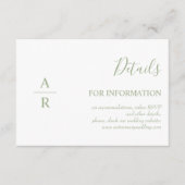 Elegante salie groene initialen online details bru informatiekaartje (Voorkant)
