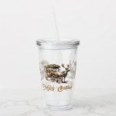 Elegante salie groene krans faux goud Rendier Acryl Drinkbeker (Links)