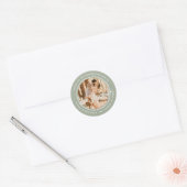 Elegante salie groene liefde is zoete bruiloft fot ronde sticker (Envelop)