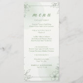 Elegante Salie Groene Lijn Kunst Bloemendiner Menu (Voorkant)