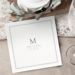 Elegante salie groene minimalistische monogram servet