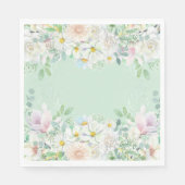 Elegante Salie Groene Pastel Bloementuin Verjaarda Servet (Voorkant)