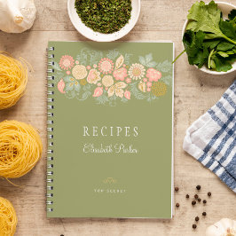 Elegante salie groene pastel bloemrijke kookboek r notitieboek