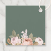 Elegante Salie Groene Pioenrozen Bruiloft Bedankjes Labels (Achterkant)