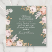 Elegante Salie Groene Pioenrozen Bruiloft Bedankjes Labels (Voorkant)