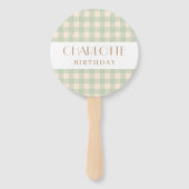 Elegante salie groene preppy gingham plaid gecontr handwaaier (Voorkant)