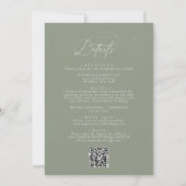 Elegante Salie Groene QR Code All in one Trouwen Kaart (Achterkant)