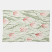 Elegante salie groene tulp patten theedoek (Horizontaal)