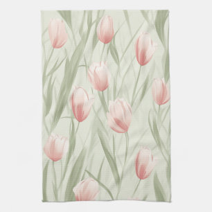 Elegante salie groene tulp patten theedoek