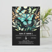 Elegante Salie Groene Vlinder Verjaardag Kaart (Staand voorkant)