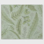 Elegante Salie Groene Waterverf Bloemen Cadeaupapier (Vlak)