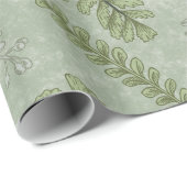 Elegante Salie Groene Waterverf Bloemen Cadeaupapier (Rol Hoek)