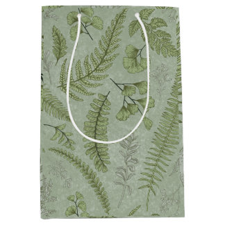 Elegante Salie Groene Waterverf Bloemen Medium Cadeauzakje