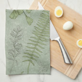 Elegante Salie Groene Waterverf Bloemen Theedoek (Quarter Fold)