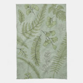 Elegante Salie Groene Waterverf Bloemen Theedoek (Verticaal)