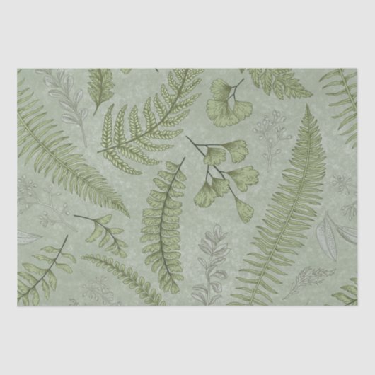 Elegante Salie Groene Waterverf Bloemen Tissuepapier (Voorkant)