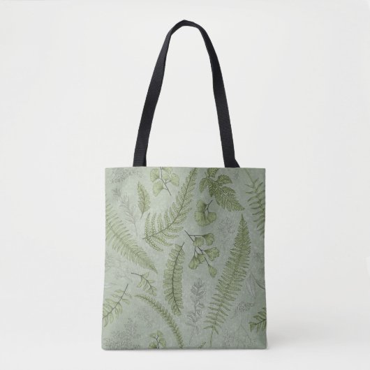 Elegante Salie Groene Waterverf Bloemen Tote Bag (Voorkant)