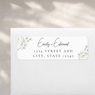 Elegante Salie Groene Witte Bloem Bruiloft Adres Etiket