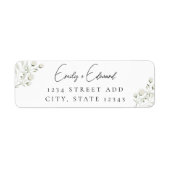 Elegante Salie Groene Witte Bloem Bruiloft Adres Etiket (Voorkant)