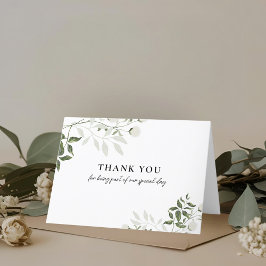 Elegante Salie Groene Witte Bloemige Gevouwen Trou Bedankkaart