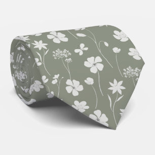 Elegante salie groene witte wilde bloem bloemstuk stropdas