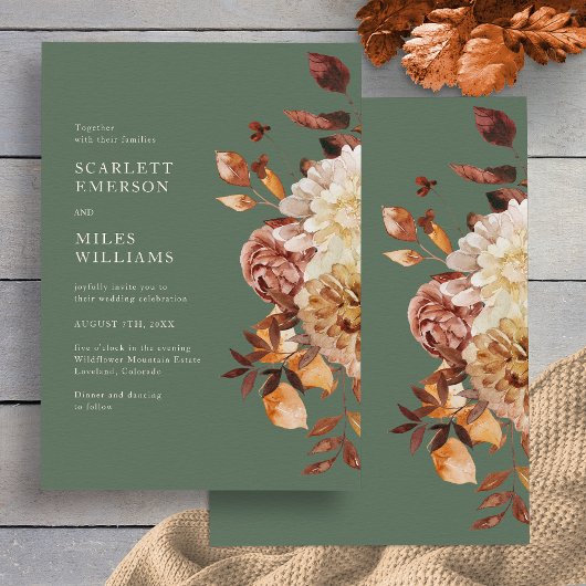 Elegante Salie Herfst Bruiloft Kaart