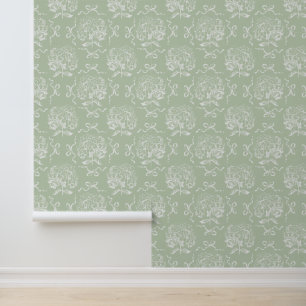 Elegante salie hortensia boog patroon behang