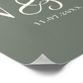 Elegante salie initiaal bruidsparen poster (Hoek)