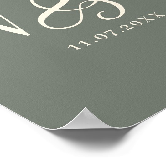 Elegante salie initiaal bruidsparen poster (Hoek)