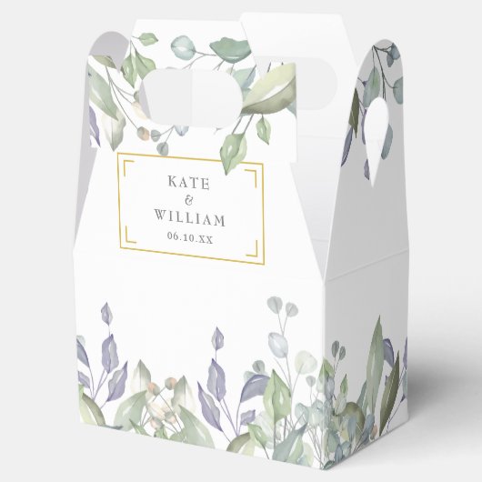 Elegante Salie-Lilacgroene Bloemige Bruiloft Bedankdoosjes (Geopend)