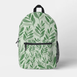 Elegante Salie & Olijfblad Natuur Patroon Bedrukte Rugzak