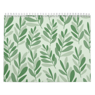 Elegante Salie & Olijfblad Natuur Patroon Kalender