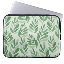 Elegante Salie & Olijfblad Natuur Patroon Laptop Sleeve