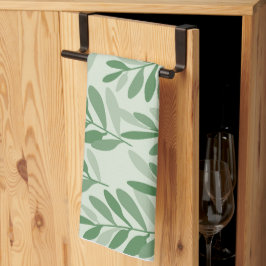 Elegante Salie & Olijfblad Natuur Patroon Theedoek