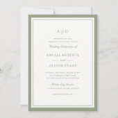 Elegante Salie Olijfgroene Rand Frame Bruiloft Kaart (Voorkant)