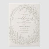 Elegante salie tuin coquette bruiloft vellum uitnodigingen (Voorkant)