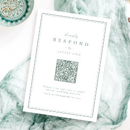 Elegante saliegrens gouden klassieke QR-code bruil RSVP Kaartje