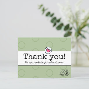 Elegante Saliegroen Bedankt Met Hart Zakelijk Briefkaart