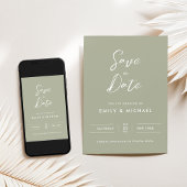 Elegante Saliegroen Eenvoudige Script Bruiloft Save The Date