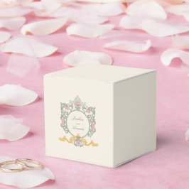 Elegante saliegroen en goud Art Nouveau Bedankdoosjes