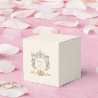 Elegante saliegroen en goud Art Nouveau Bedankdoosjes
